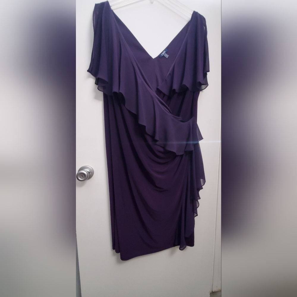 Chaps Elegant Plum Asymmetrical Dress